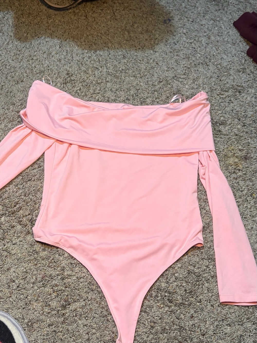 Pink Off-shoulder bodysuit fits small/medium